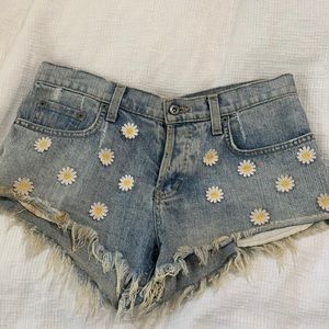LF sunflower jean shorts